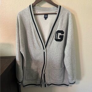 GAP Gray Cardigan with Black Trim